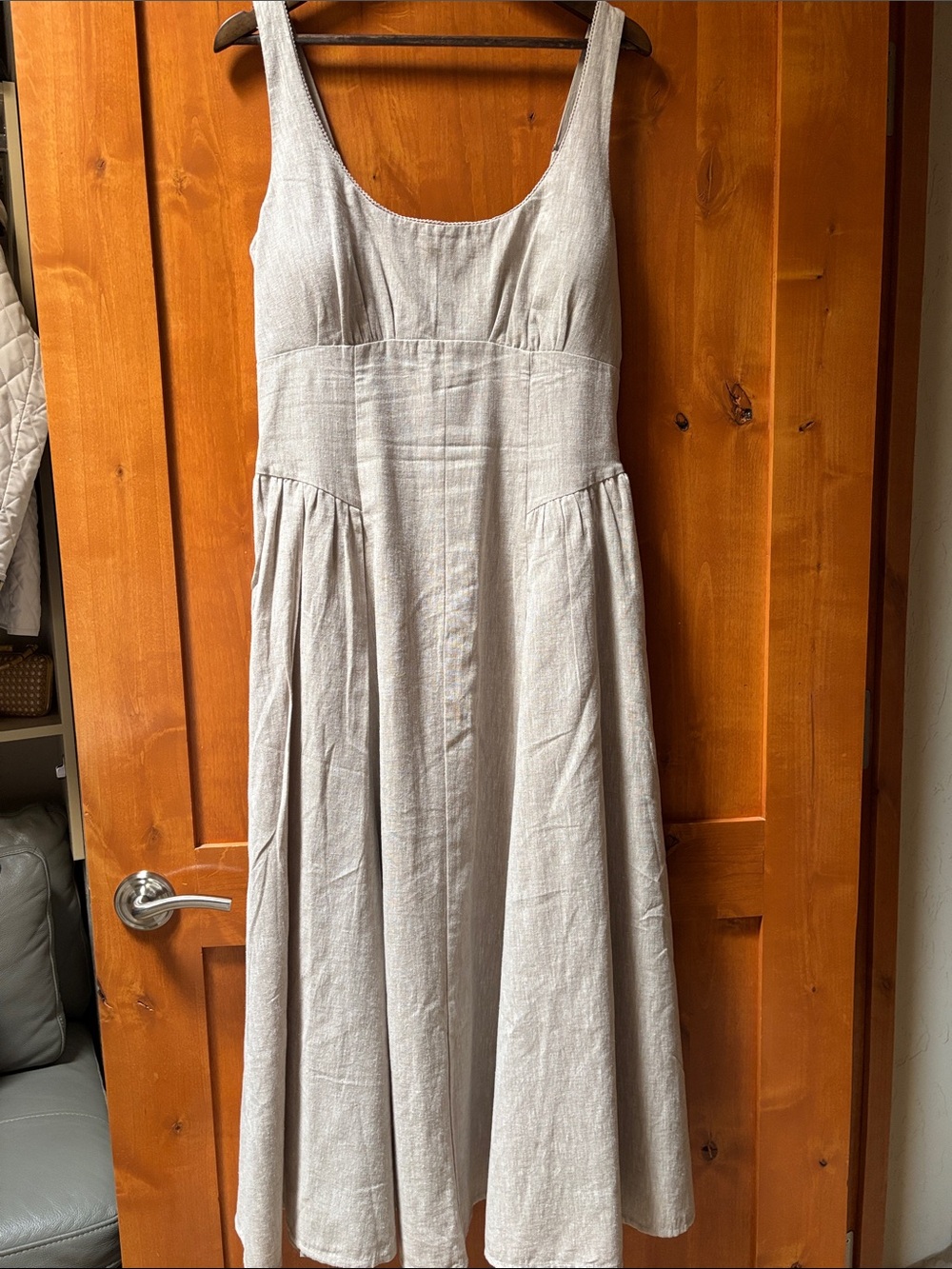 Abercrombie & Fitch Light Beige Linen-Blend Maxi Dress